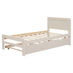 Letto a piattaforma singolo con letto estraibile – Grigio / Noce / Bianco Decapato, per 1-2 persone