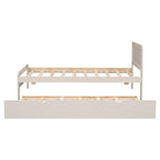 Letto a piattaforma singolo con letto estraibile – Grigio / Noce / Bianco Decapato, per 1-2 persone