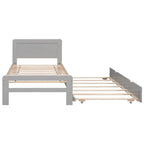 Letto a piattaforma singolo con letto estraibile – Grigio / Noce / Bianco Decapato, per 1-2 persone