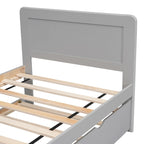 Letto a piattaforma singolo con letto estraibile – Grigio / Noce / Bianco Decapato, per 1-2 persone