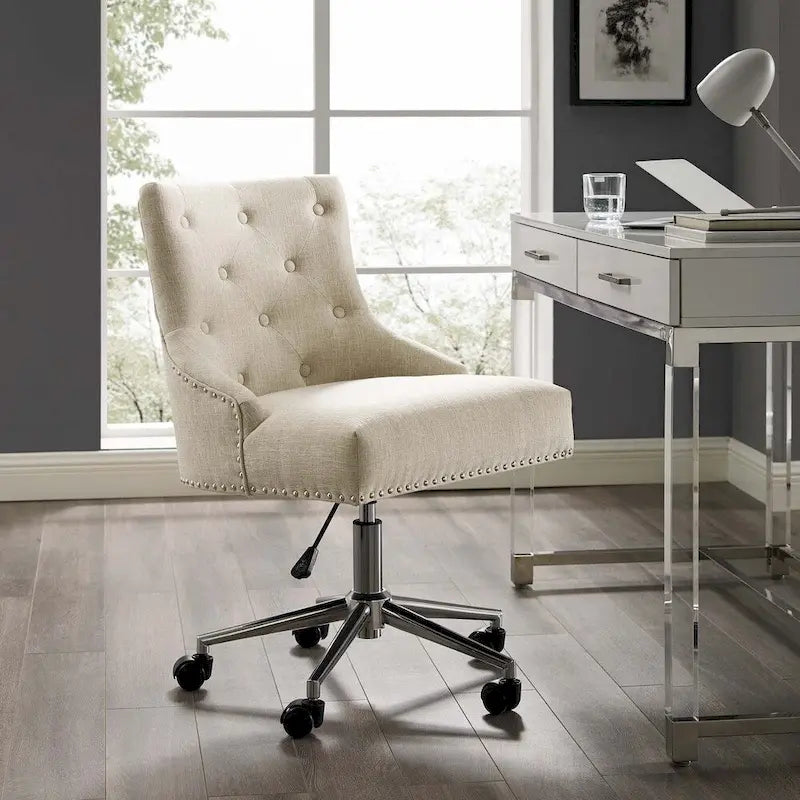 Sedia da ufficio girevole in tessuto trapuntato beige / verde acqua / azzurro / grigio per 1