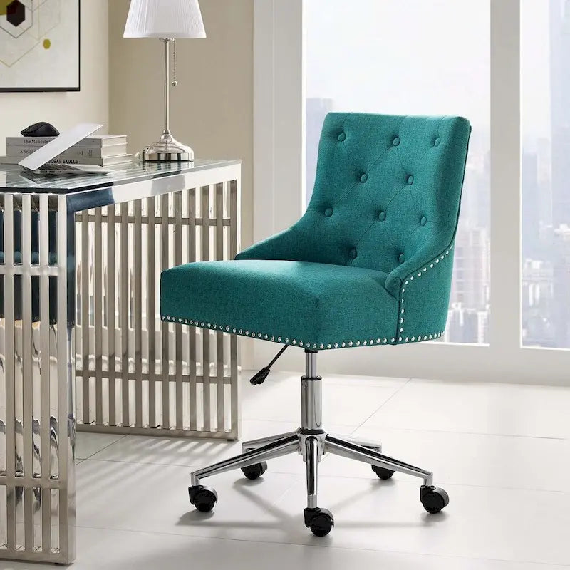 Sedia da ufficio girevole in tessuto trapuntato beige / verde acqua / azzurro / grigio per 1