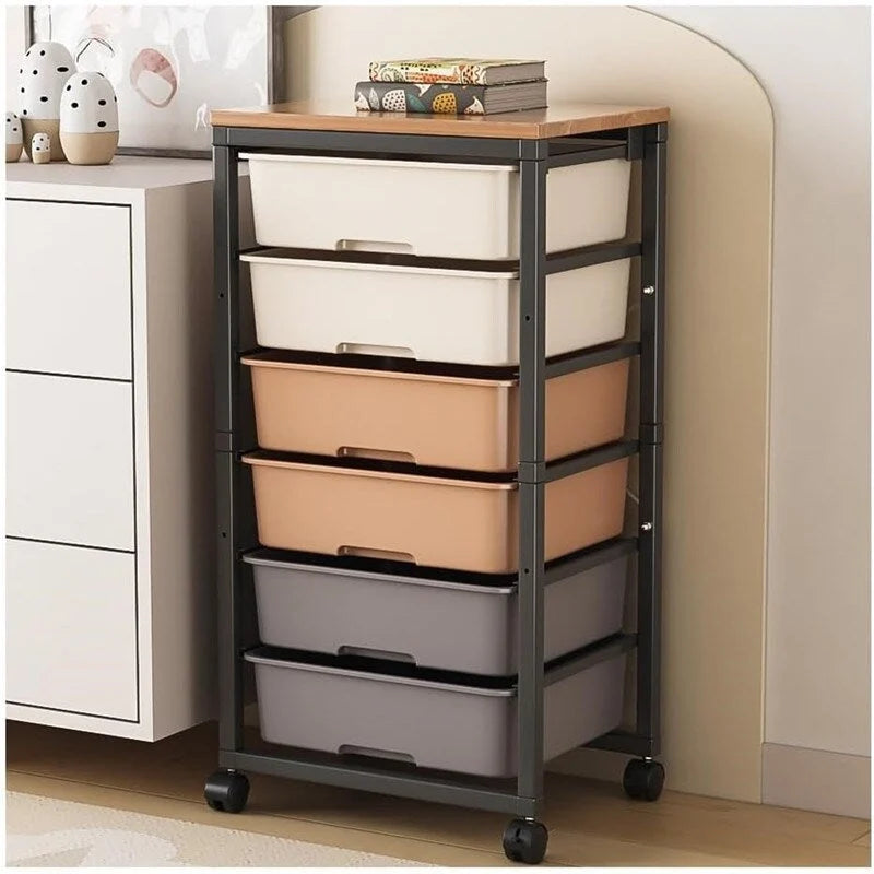 Carrello Portatutto a 6 Cassetti, Nero/Bianco/Marrone – Utente Singolo