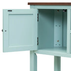 Consolle blu con finitura anticata con 4 cassetti e 2 ante, piano in legno, singolo