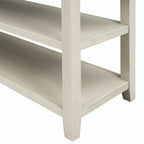 Consolle retrò beige/bianco/blu scuro, 3 cassetti e 2 ripiani aperti