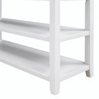 Consolle retrò beige/bianco/blu scuro, 3 cassetti e 2 ripiani aperti