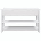 Consolle retrò beige/bianco/blu scuro, 3 cassetti e 2 ripiani aperti