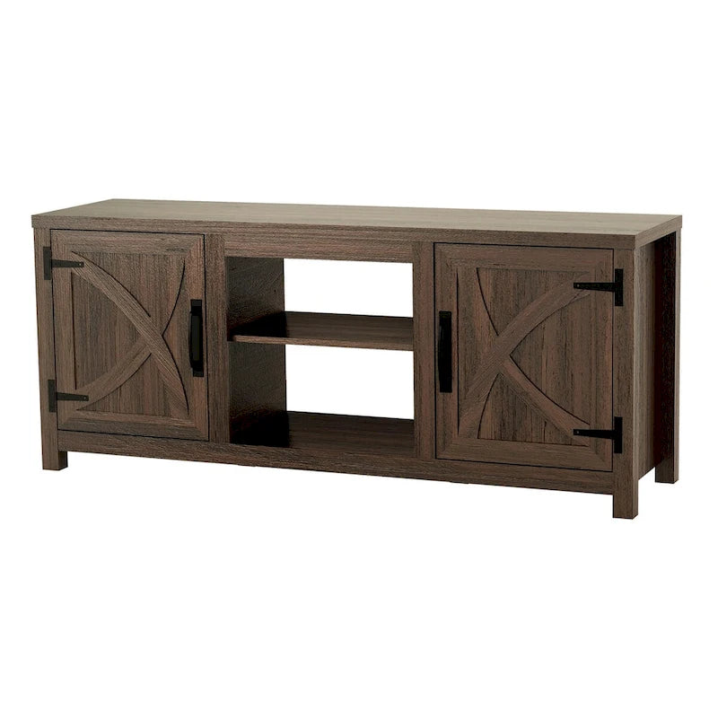 Mobile TV Marrone Effetto Legno Stile Fienile, Adatto a TV fino a 65"