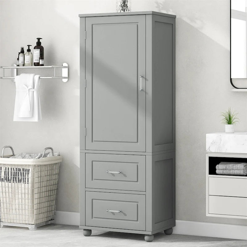 Mobiletto da bagno autoportante nero/grigio con 2 cassetti, per una persona