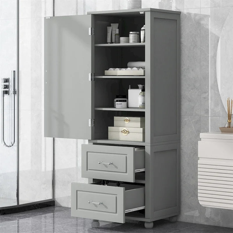 Mobiletto da bagno autoportante nero/grigio con 2 cassetti, per una persona
