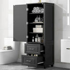 Mobiletto da bagno autoportante nero/grigio con 2 cassetti, per una persona