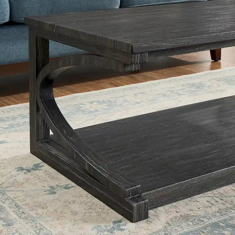 Tavolino da Caffè Geometrico Grigio / Nero / Marrone con Ripiano Portaoggetti, per 1 Utente