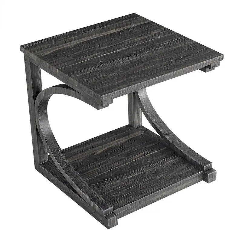 Tavolino da Caffè Geometrico Grigio / Nero / Marrone con Ripiano Portaoggetti, per 1 Utente
