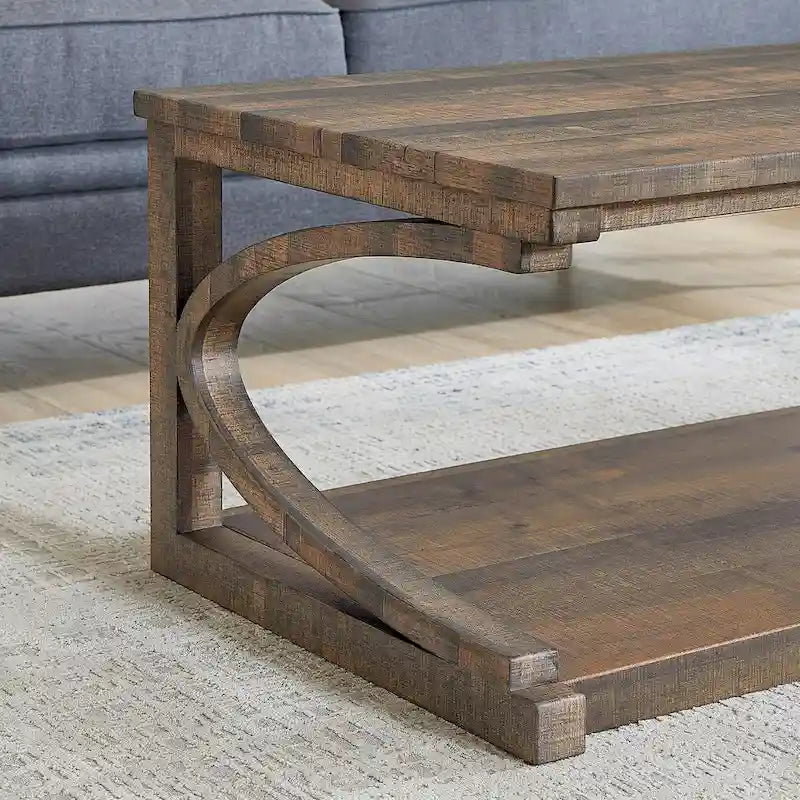 Tavolino da Caffè Geometrico Grigio / Nero / Marrone con Ripiano Portaoggetti, per 1 Utente