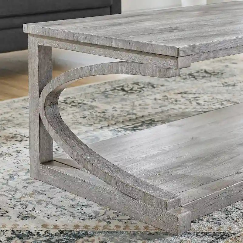 Tavolino da Caffè Geometrico Grigio / Nero / Marrone con Ripiano Portaoggetti, per 1 Utente