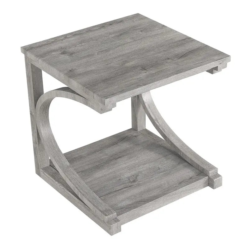 Tavolino da Caffè Geometrico Grigio / Nero / Marrone con Ripiano Portaoggetti, per 1 Utente