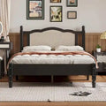 Letto a piattaforma con testiera in rattan nero/noce, Full/Queen, 2 persone