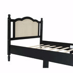 Letto a piattaforma con testiera in rattan nero/noce, Full/Queen, 2 persone