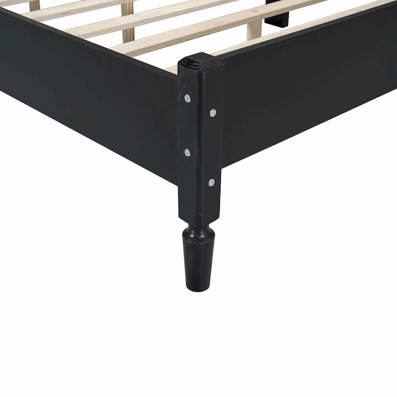 Letto a piattaforma con testiera in rattan nero/noce, Full/Queen, 2 persone