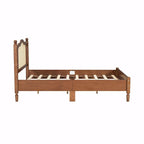 Letto a piattaforma con testiera in rattan nero/noce, Full/Queen, 2 persone