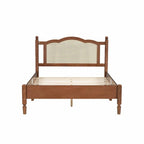 Letto a piattaforma con testiera in rattan nero/noce, Full/Queen, 2 persone