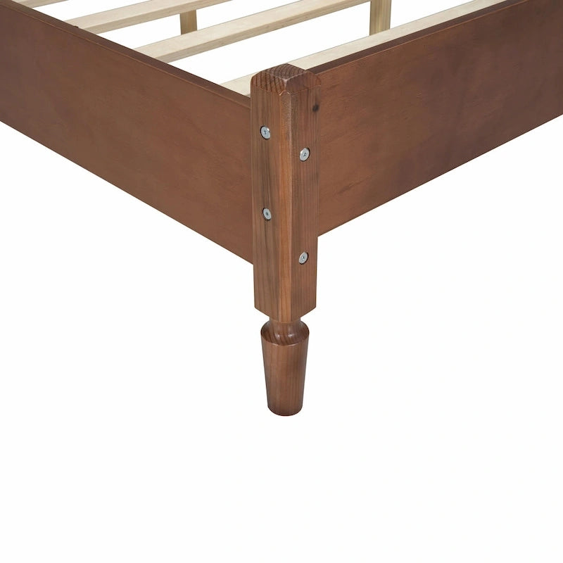 Letto a piattaforma con testiera in rattan nero/noce, Full/Queen, 2 persone