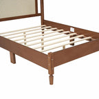 Letto a piattaforma con testiera in rattan nero/noce, Full/Queen, 2 persone