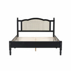 Letto a piattaforma con testiera in rattan nero/noce, Full/Queen, 2 persone