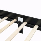Letto a piattaforma con testiera in rattan nero/noce, Full/Queen, 2 persone