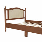 Letto a piattaforma con testiera in rattan nero/noce, Full/Queen, 2 persone