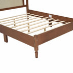 Letto a piattaforma con testiera in rattan nero/noce, Full/Queen, 2 persone