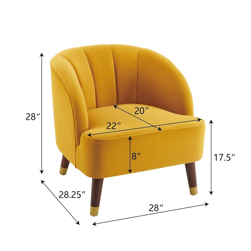 Poltroncina a barilotto in velluto arancione/fard/smeraldo/bianco con gambe in legno, seduta singola