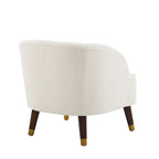 Poltroncina a barilotto in velluto arancione/fard/smeraldo/bianco con gambe in legno, seduta singola