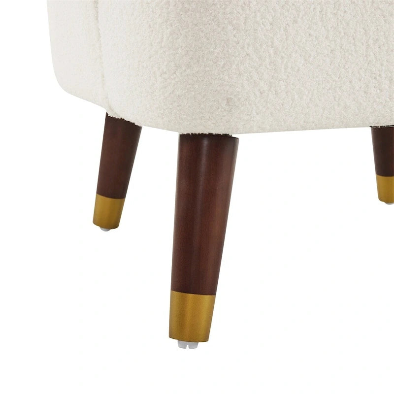 Poltroncina a barilotto in velluto arancione/fard/smeraldo/bianco con gambe in legno, seduta singola