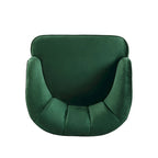 Poltroncina a barilotto in velluto arancione/fard/smeraldo/bianco con gambe in legno, seduta singola