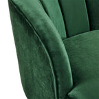Poltroncina a barilotto in velluto arancione/fard/smeraldo/bianco con gambe in legno, seduta singola