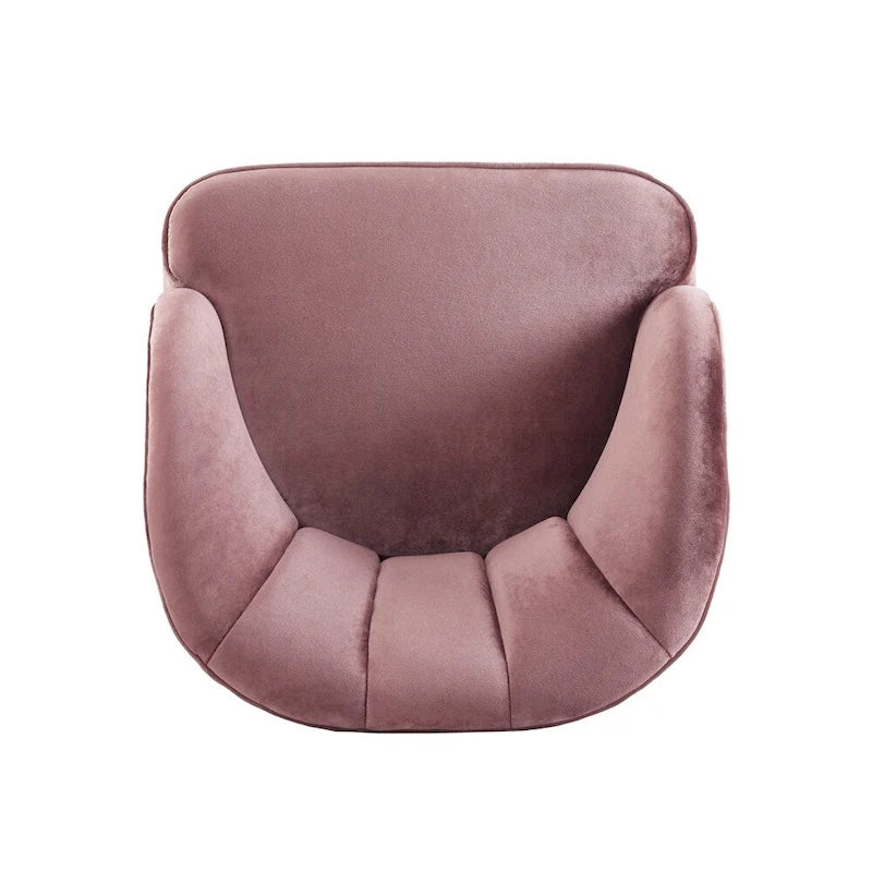 Poltroncina a barilotto in velluto arancione/fard/smeraldo/bianco con gambe in legno, seduta singola