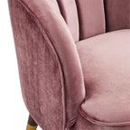 Poltroncina a barilotto in velluto arancione/fard/smeraldo/bianco con gambe in legno, seduta singola
