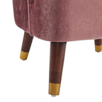 Poltroncina a barilotto in velluto arancione/fard/smeraldo/bianco con gambe in legno, seduta singola