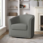 Poltrona girevole a barilotto con borchie – Cammello chiaro / Grigio / Bianco / Blu / Grigio chiaro, 1 posto