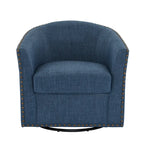 Poltrona girevole a barilotto con borchie – Cammello chiaro / Grigio / Bianco / Blu / Grigio chiaro, 1 posto