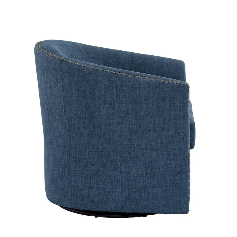 Poltrona girevole a barilotto con borchie – Cammello chiaro / Grigio / Bianco / Blu / Grigio chiaro, 1 posto