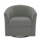 Poltrona girevole a barilotto con borchie – Cammello chiaro / Grigio / Bianco / Blu / Grigio chiaro, 1 posto