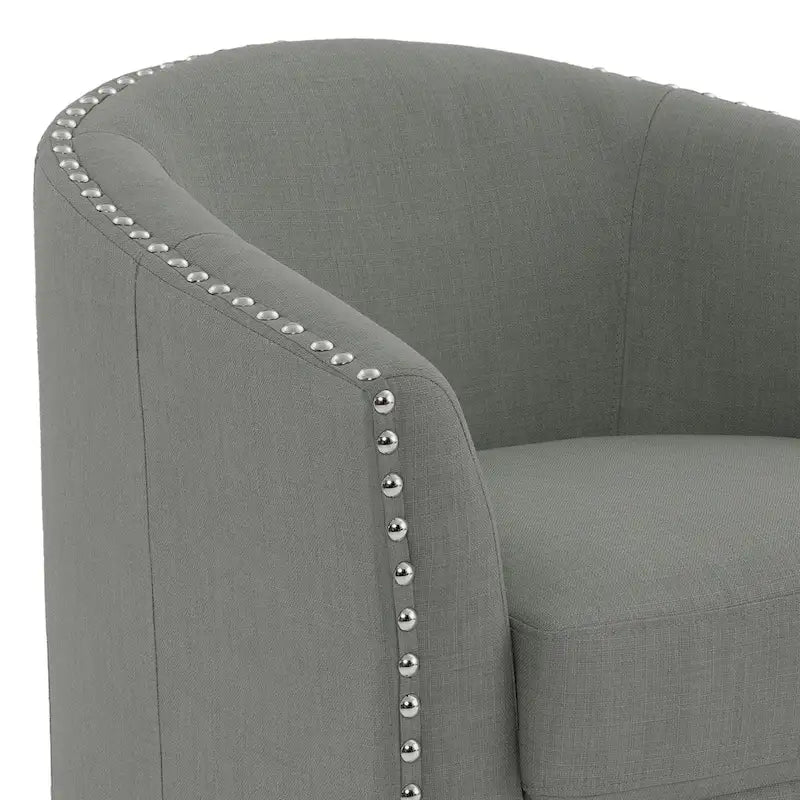 Poltrona girevole a barilotto con borchie – Cammello chiaro / Grigio / Bianco / Blu / Grigio chiaro, 1 posto