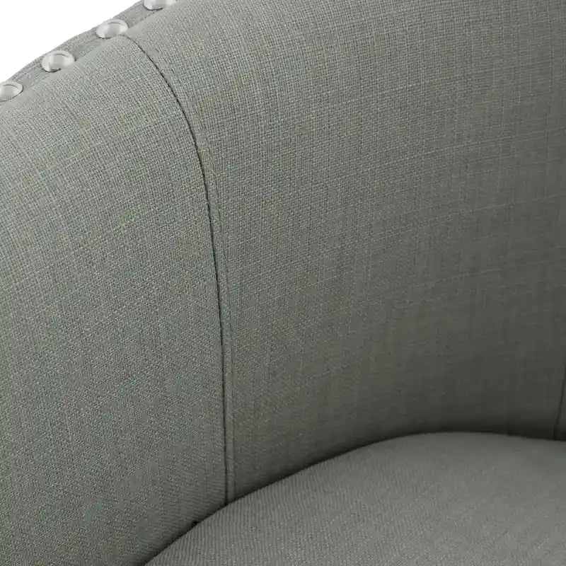 Poltrona girevole a barilotto con borchie – Cammello chiaro / Grigio / Bianco / Blu / Grigio chiaro, 1 posto