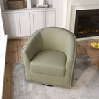 Poltrona girevole a barilotto con borchie – Cammello chiaro / Grigio / Bianco / Blu / Grigio chiaro, 1 posto