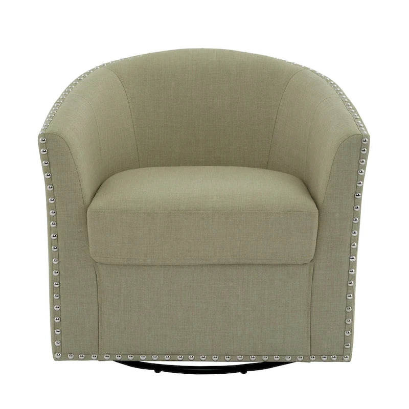 Poltrona girevole a barilotto con borchie – Cammello chiaro / Grigio / Bianco / Blu / Grigio chiaro, 1 posto
