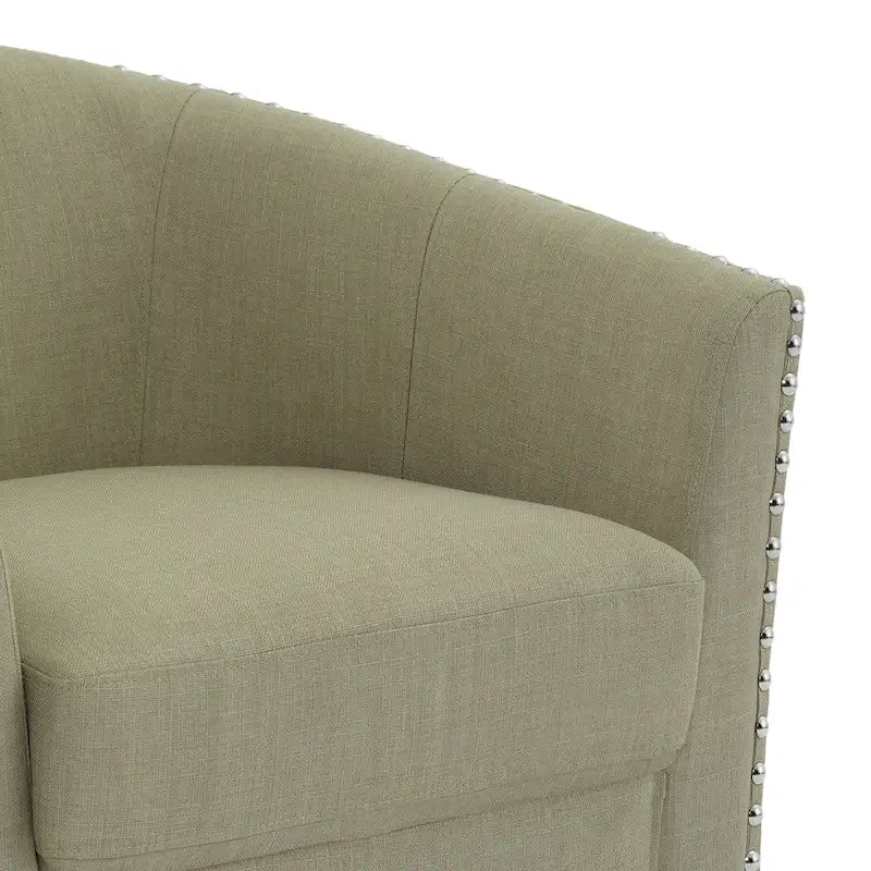 Poltrona girevole a barilotto con borchie – Cammello chiaro / Grigio / Bianco / Blu / Grigio chiaro, 1 posto
