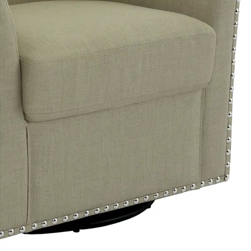 Poltrona girevole a barilotto con borchie – Cammello chiaro / Grigio / Bianco / Blu / Grigio chiaro, 1 posto