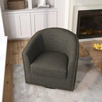 Poltrona girevole a barilotto con borchie – Cammello chiaro / Grigio / Bianco / Blu / Grigio chiaro, 1 posto